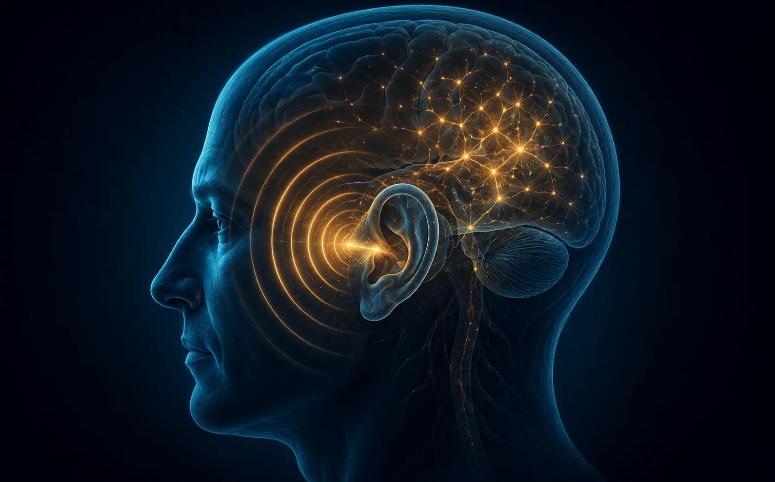 Brain and ear neural signal connection — tinnitus and auditory processing